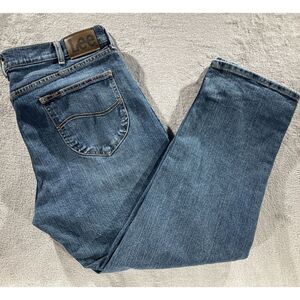 Lee Regular Fit Jeans Men's Size ‎ 40x30 Cotton Flat Front Blue Denim Stretch